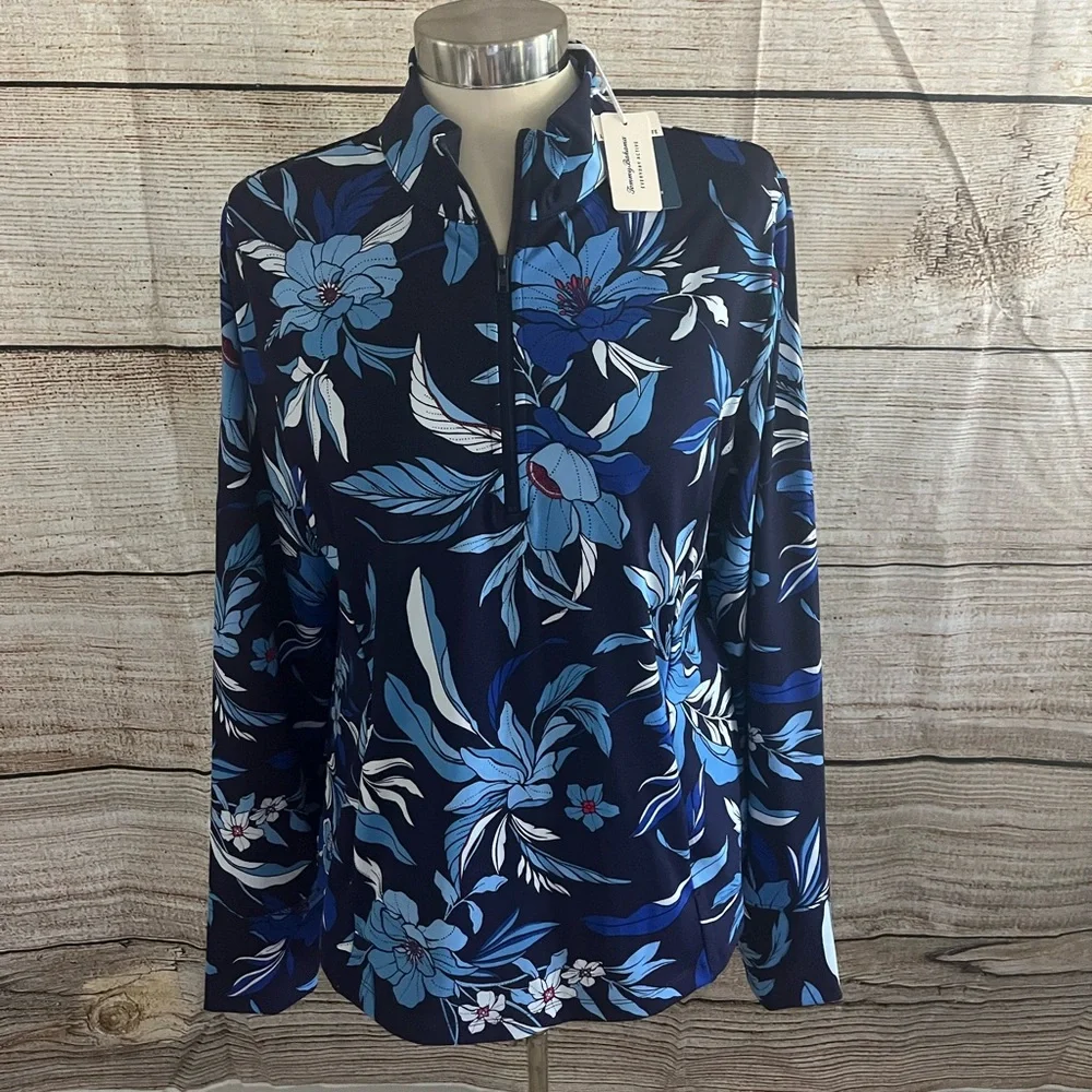Tommy Bahama Navy Floral Women's Blouse - Picture 1 of 8